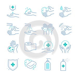 Hygiene and sanitation icons set