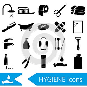 Hygiene theme modern simple black icons set eps10