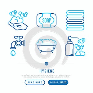 Hygiene thin line icons set