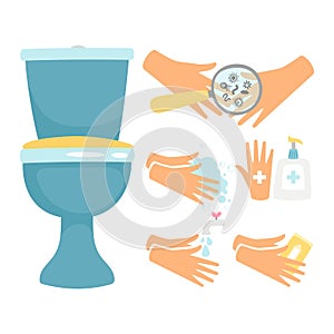 Hygiene after toilette vector illustration, flat design