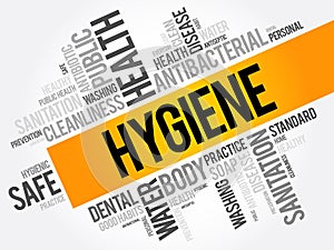 Hygiene word cloud collage, health concept background