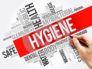 Hygiene word cloud collage, health concept background