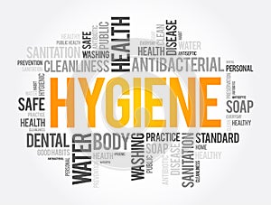 Hygiene word cloud collage, health concept background