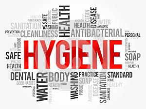 Hygiene word cloud collage, health concept background