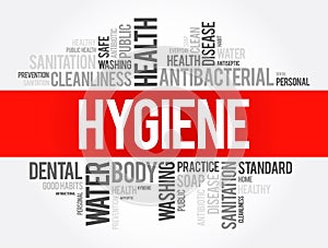 Hygiene word cloud collage, health concept background