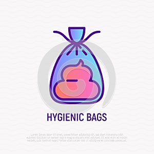 Hygienic bag for dogs thin line icon. Modern vector illustration for pet shop