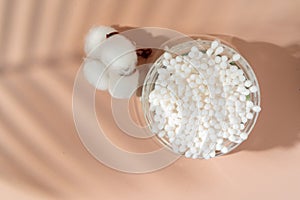 Hygienic cotton ear buds in glass cup