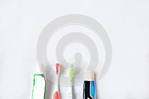 Hygienic items on white background, toothpick