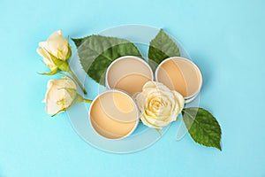 Hygienic lip balms and flowers