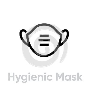 Hygienic Mask Respirator icon. Editable line vector.