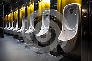 Hygienic mens toilets feature urinals for efficient waste management