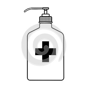 Hygienic and sanitation bottle Line art.