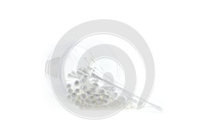 Hygienic swabs are soft cleaning tools on isolated background.