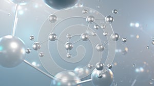 hygrine molecular structure, 3d model molecule, pyrrolidine alkaloid, structural chemical formula view from a microscope