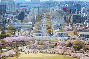 Top view of Himeji city from Himeji Castle