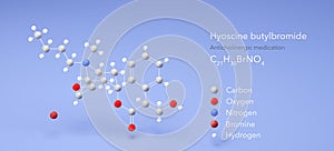 hyoscine butylbromide molecule, molecular structures, scopolamine butylbromide, 3d model, Structural Chemical Formula and Atoms