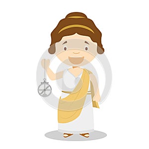 Hypatia of Alexandria cartoon character. Vector Illustration. photo