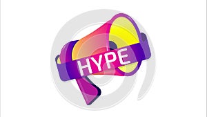 Hype banner, label, badge icon with megaphone. Flat design. 4K video animation