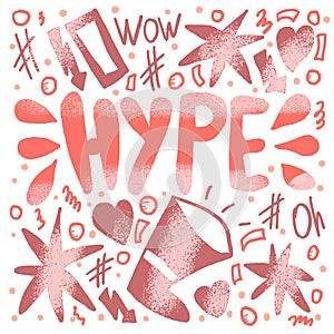 Hype handwritten lettering. Vector illustration.