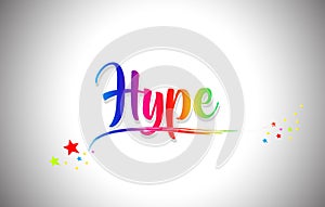 Hype Handwritten Word Text with Rainbow Colors and Vibrant Swoosh