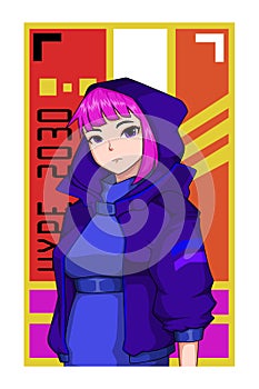 Hype style girl character illustration