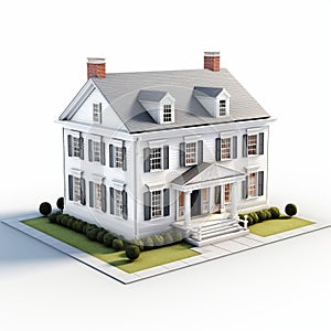 Hyper-detailed 3d Model Of Colonial Estate House Historical Significance