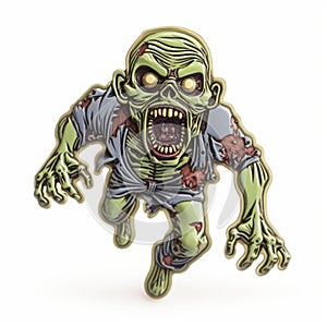 Hyper-detailed 3d Zombie Pin - Navy And Green - Haunting Figuratives