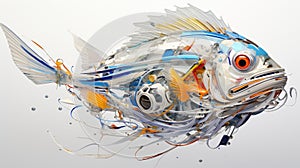 Hyper-detailed Art Fish With Chaotic Wire Compositions
