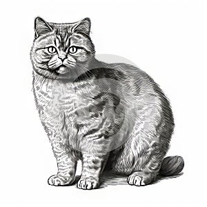 Hyper-detailed British Shorthair Cat Illustration In The Style Of Arthur Sarnoff photo