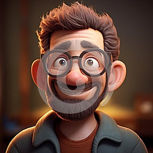 Hyper-detailed Cartoon Character With Glasses And Beard For Tv