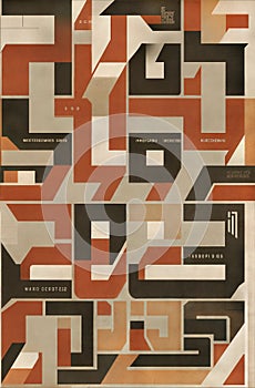 Hyper detailed and creative patterns using letters from different alphabets, AI generated image in poster format photo