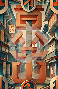 Hyper detailed and creative patterns using letters from different alphabets, AI generated image in poster format photo