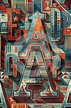 Hyper detailed and creative patterns using letters from different alphabets, AI generated image in poster format