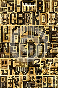 Hyper detailed and creative patterns using letters from different alphabets, AI generated image in poster format photo