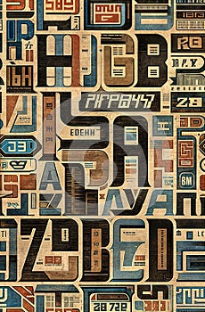 Hyper detailed and creative patterns using letters from different alphabets, AI generated image in poster format photo