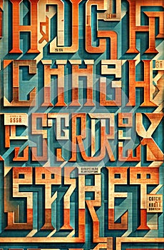 Hyper detailed and creative patterns using letters from different alphabets, AI generated image in poster format photo