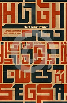 Hyper detailed and creative patterns using letters from different alphabets, AI generated image in poster format photo