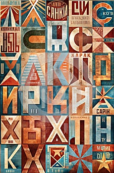 Hyper detailed and creative patterns using letters from different alphabets, AI generated image in poster format