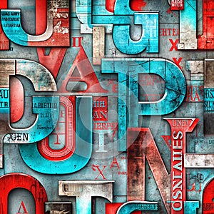Hyper detailed and creative patterns using letters from different alphabets, AI generated image in poster format