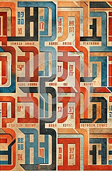 Hyper detailed and creative patterns using letters from different alphabets, AI generated image in poster format photo