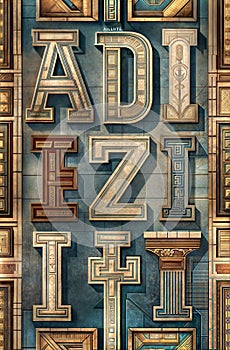 Hyper detailed and creative patterns using letters from different alphabets, AI generated image in poster format
