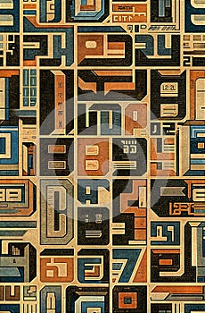 Hyper detailed and creative patterns using letters from different alphabets, AI generated image in poster format photo