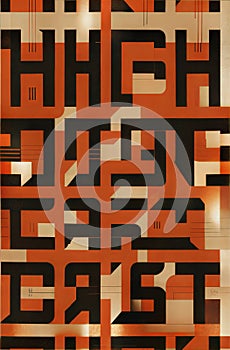 Hyper detailed and creative patterns using letters from different alphabets, AI generated image in poster format photo