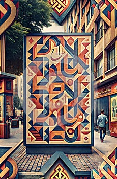 Hyper detailed and creative patterns using letters from different alphabets, AI generated image in poster format photo