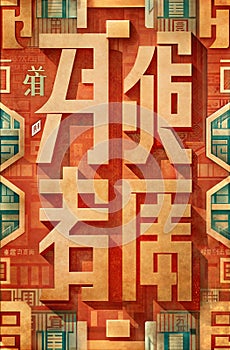 Hyper detailed and creative patterns using letters from different alphabets, AI generated image in poster format photo
