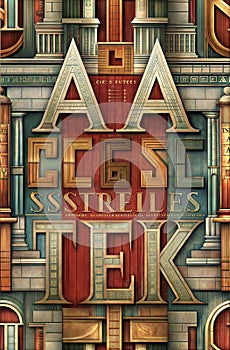 Hyper detailed and creative patterns using letters from different alphabets, AI generated image in poster format