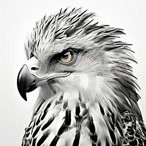 Hyper-detailed Liquid Metal Hawk Illustration On White Background