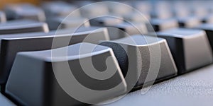 Close view of black keyboard keys during computer use