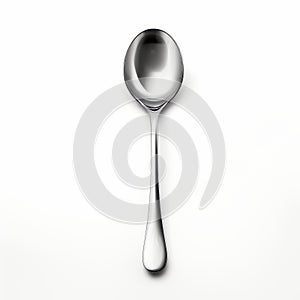 Hyper-detailed Silver Spoon On White Background