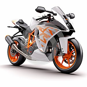 Hyper-detailed White Ktm Motorbike Realistic 3d Rendering